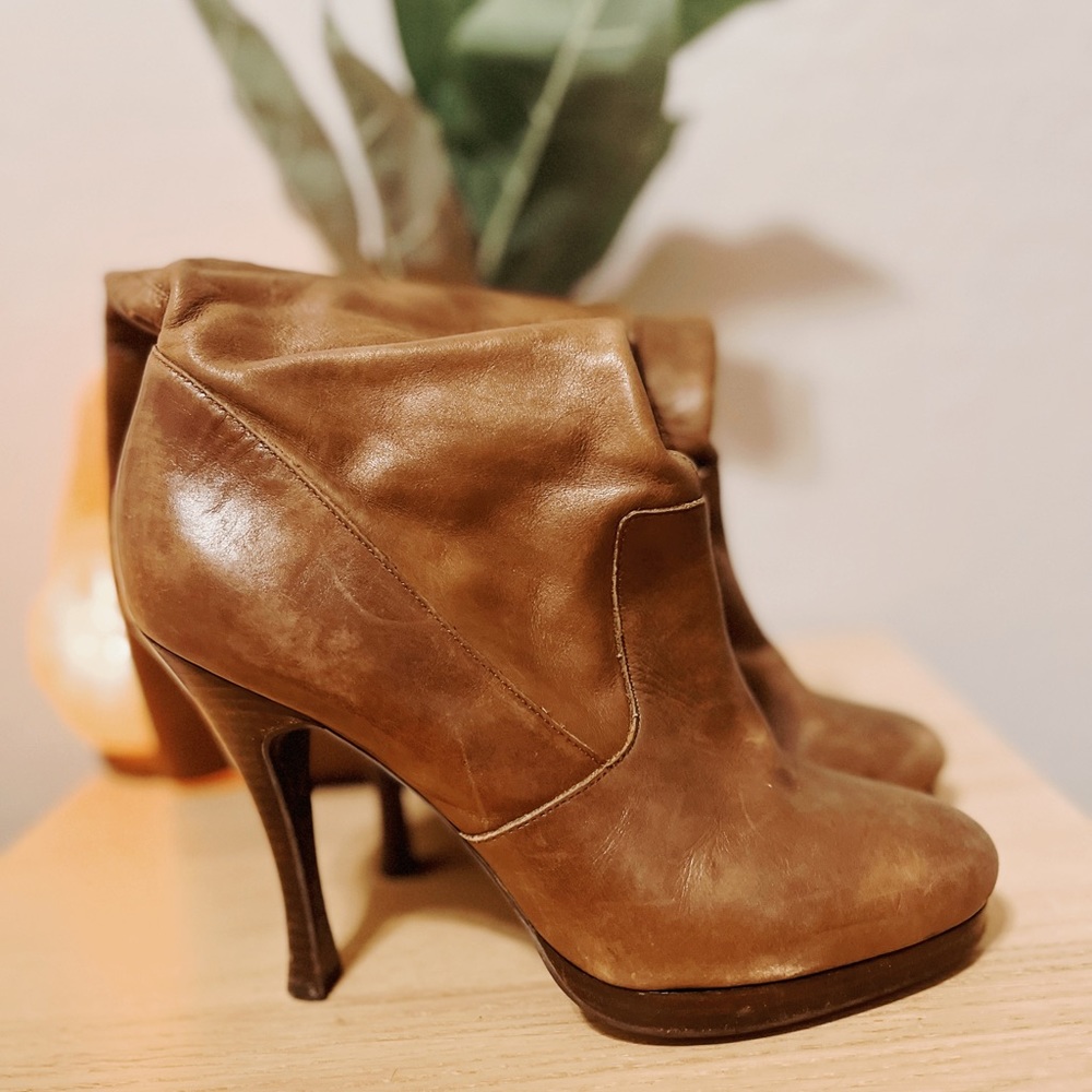 BCBG Generation brown leather knee high boots